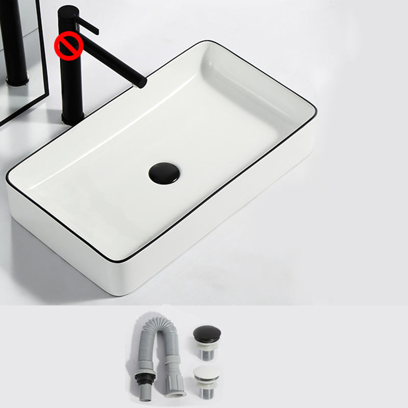 Modern Bathroom Sink Pop-Up Drain Rectangular Trough Sink without Faucet 24"L x 14"W x 4"H White Clearhalo 'Bathroom Remodel & Bathroom Fixtures' 'Bathroom Sinks & Faucet Components' 'Bathroom Sinks' 'bathroom_sink' 'Home Improvement' 'home_improvement' 'home_improvement_bathroom_sink' 7241927