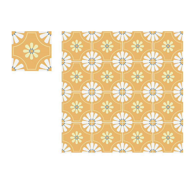 Modern Style Square Floor Tile Moroccan Print Straight Edge Waterproof Floor Tile Orange Clearhalo 'Floor Tiles & Wall Tiles' 'floor_tiles_wall_tiles' 'Flooring 'Home Improvement' 'home_improvement' 'home_improvement_floor_tiles_wall_tiles' Walls and Ceiling' 7242171