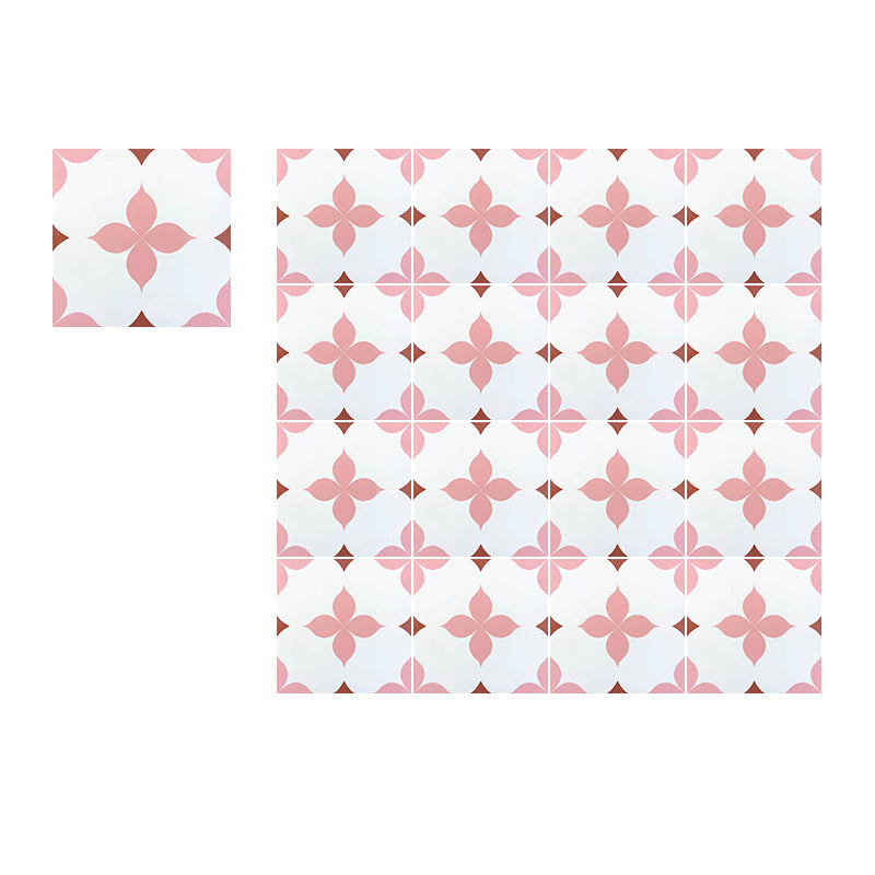 Modern Style Square Floor Tile Moroccan Print Straight Edge Waterproof Floor Tile Pink-White Clearhalo 'Floor Tiles & Wall Tiles' 'floor_tiles_wall_tiles' 'Flooring 'Home Improvement' 'home_improvement' 'home_improvement_floor_tiles_wall_tiles' Walls and Ceiling' 7242174