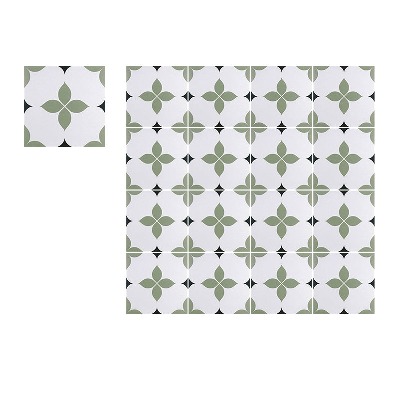 Modern Style Square Floor Tile Moroccan Print Straight Edge Waterproof Floor Tile Green-White Clearhalo 'Floor Tiles & Wall Tiles' 'floor_tiles_wall_tiles' 'Flooring 'Home Improvement' 'home_improvement' 'home_improvement_floor_tiles_wall_tiles' Walls and Ceiling' 7242177