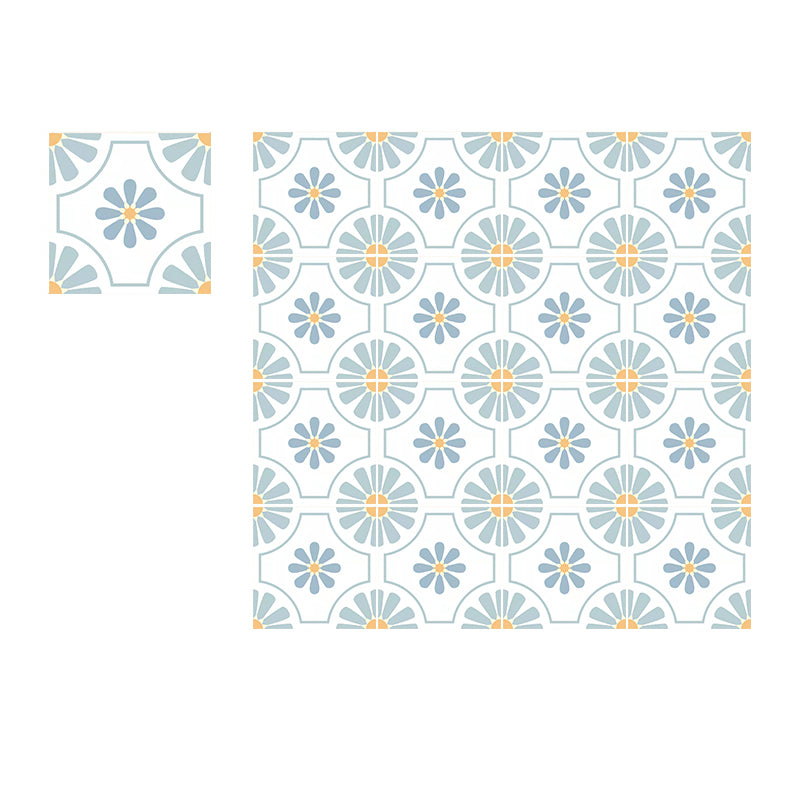 Modern Style Square Floor Tile Moroccan Print Straight Edge Waterproof Floor Tile Light Blue-White Clearhalo 'Floor Tiles & Wall Tiles' 'floor_tiles_wall_tiles' 'Flooring 'Home Improvement' 'home_improvement' 'home_improvement_floor_tiles_wall_tiles' Walls and Ceiling' 7242179