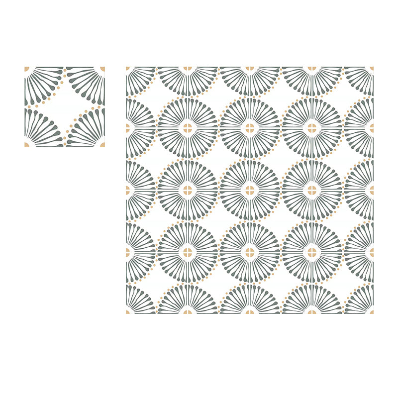 Modern Style Square Floor Tile Moroccan Print Straight Edge Waterproof Floor Tile Army Green-White Clearhalo 'Floor Tiles & Wall Tiles' 'floor_tiles_wall_tiles' 'Flooring 'Home Improvement' 'home_improvement' 'home_improvement_floor_tiles_wall_tiles' Walls and Ceiling' 7242187