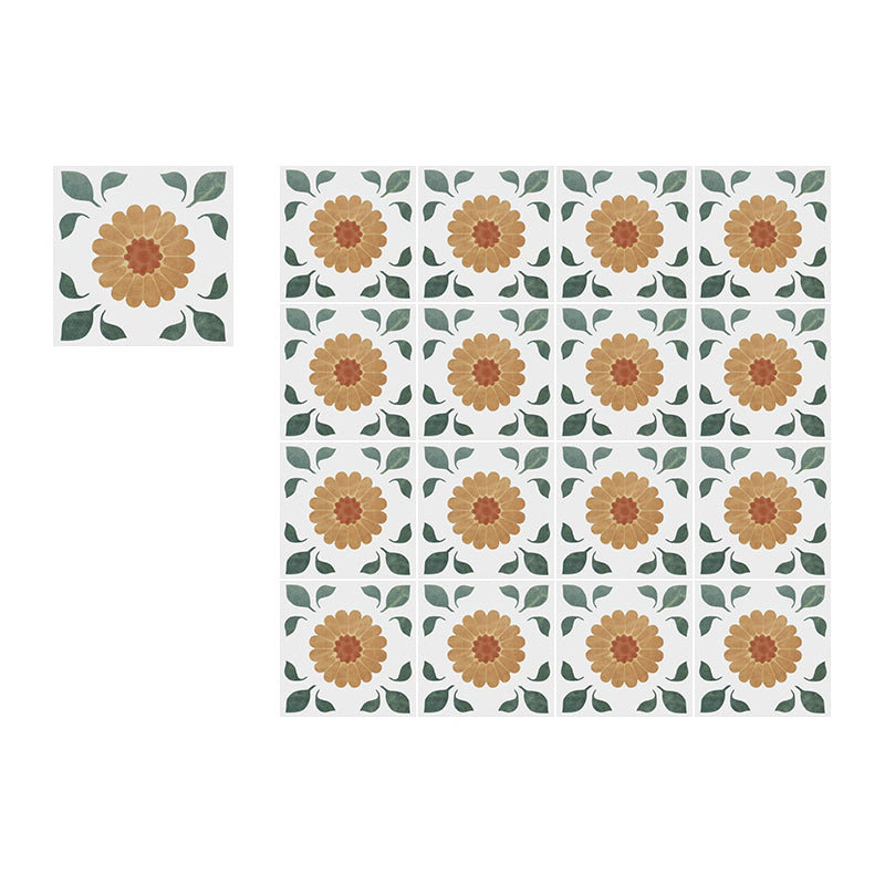 Modern Style Square Floor Tile Moroccan Print Straight Edge Waterproof Floor Tile Orange-Green Clearhalo 'Floor Tiles & Wall Tiles' 'floor_tiles_wall_tiles' 'Flooring 'Home Improvement' 'home_improvement' 'home_improvement_floor_tiles_wall_tiles' Walls and Ceiling' 7242190