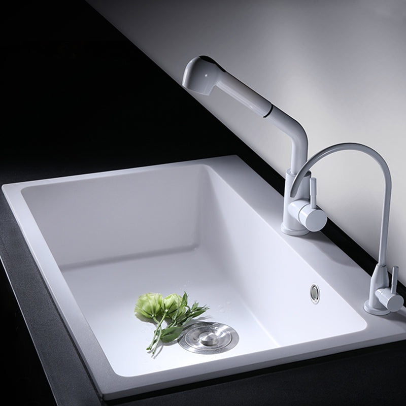 Quartz Kitchen Sink Contemporary 1-Bowl Kitchen Sink with Strainer Clearhalo 'Home Improvement' 'home_improvement' 'home_improvement_kitchen_sinks' 'Kitchen Remodel & Kitchen Fixtures' 'Kitchen Sinks & Faucet Components' 'Kitchen Sinks' 'kitchen_sinks' 7244604