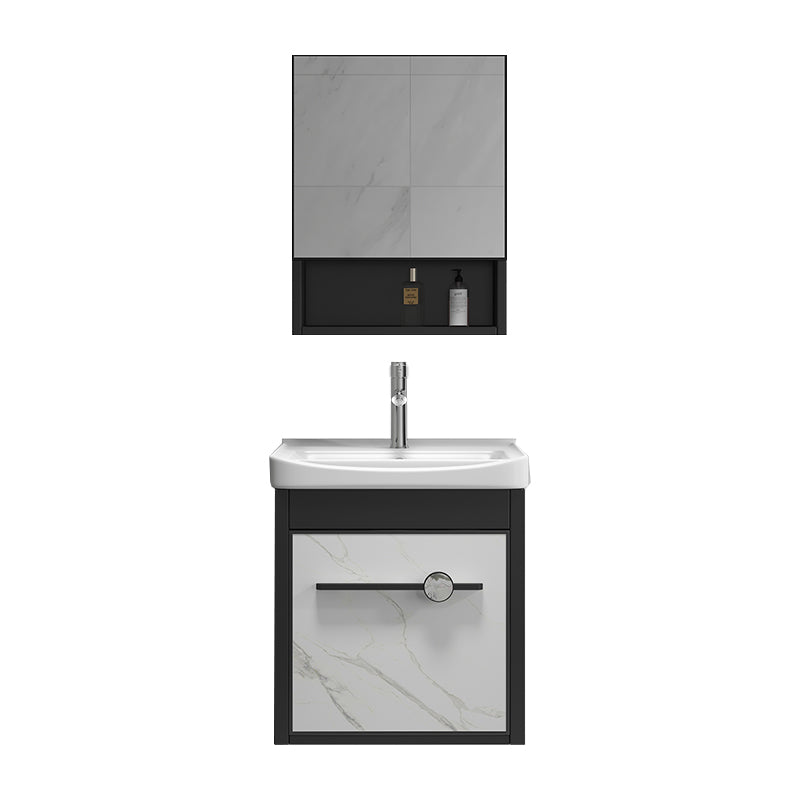 Single Sink Metal Frame Vanity Modern Black Wall Mount Rectangular Vanity Set Vanity & Faucet & Mirror Cabinet Clearhalo 'Bathroom Remodel & Bathroom Fixtures' 'Bathroom Vanities' 'bathroom_vanities' 'Home Improvement' 'home_improvement' 'home_improvement_bathroom_vanities' 7244613