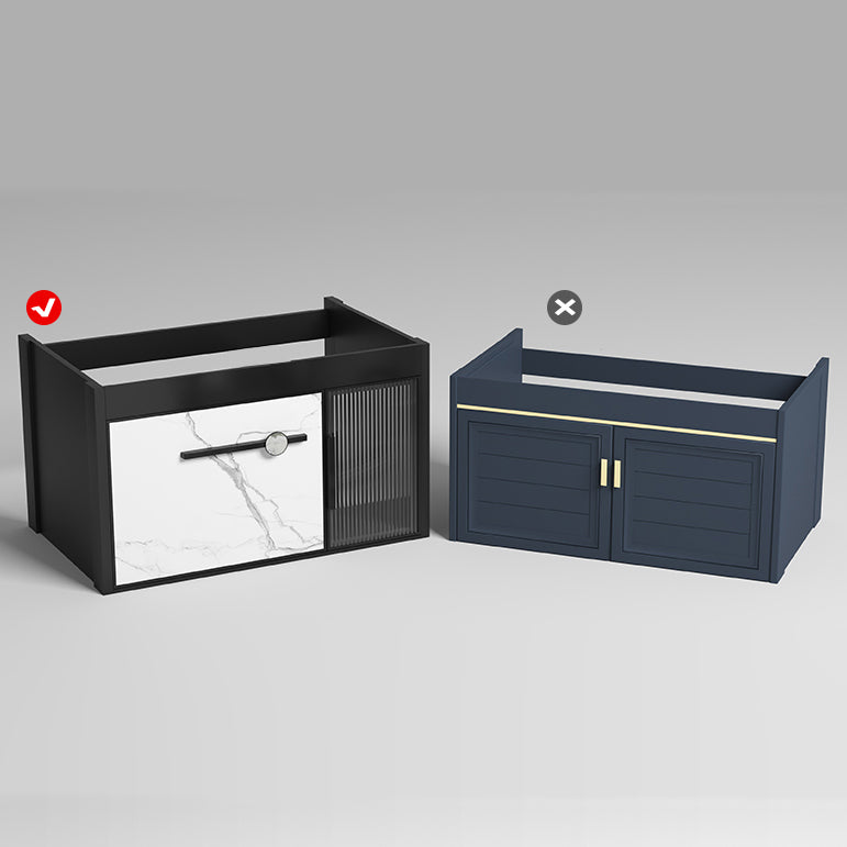 Single Sink Metal Frame Vanity Modern Black Wall Mount Rectangular Vanity Set Clearhalo 'Bathroom Remodel & Bathroom Fixtures' 'Bathroom Vanities' 'bathroom_vanities' 'Home Improvement' 'home_improvement' 'home_improvement_bathroom_vanities' 7244627