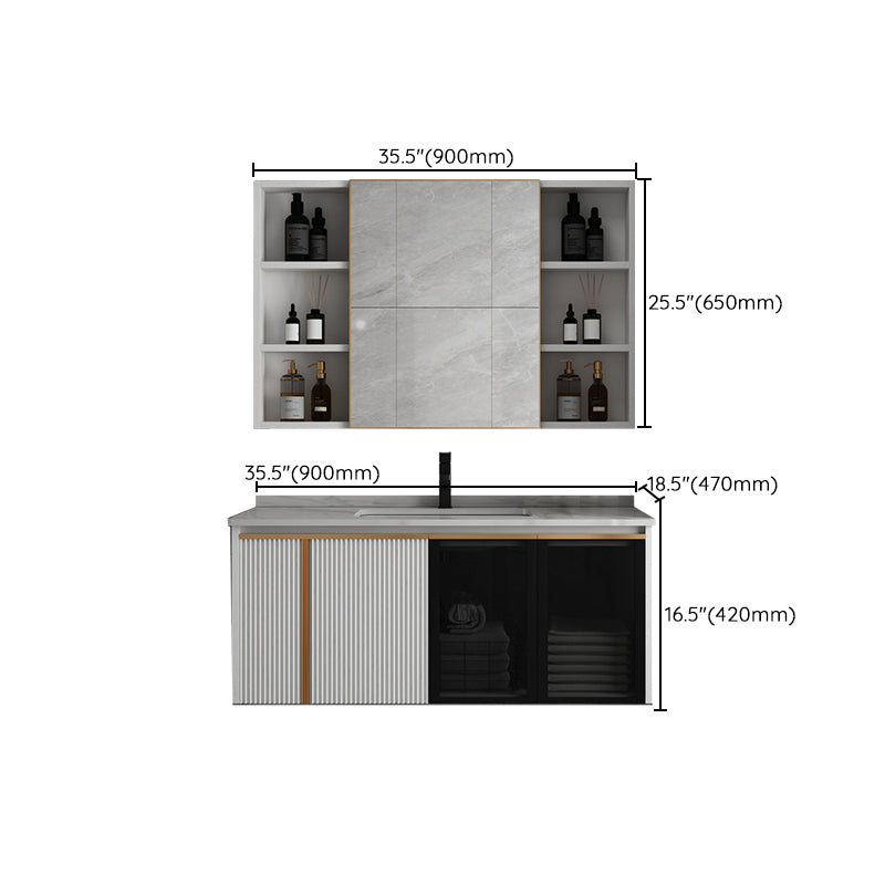 Rectangular Wall Mount Sink Vanity Modern White Metal Frame Vanity Clearhalo 'Bathroom Remodel & Bathroom Fixtures' 'Bathroom Vanities' 'bathroom_vanities' 'Home Improvement' 'home_improvement' 'home_improvement_bathroom_vanities' 7244730