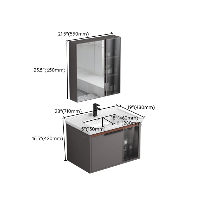 Metal Base Sink Vanity Modern Single-Sink Rectangular Wall Mount Vanity Sink Clearhalo 'Bathroom Remodel & Bathroom Fixtures' 'Bathroom Vanities' 'bathroom_vanities' 'Home Improvement' 'home_improvement' 'home_improvement_bathroom_vanities' 7244753