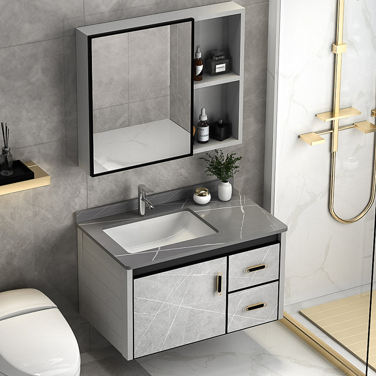 Modern Metal Sink Vanity Wood Wall Mount Faucet Included Bathroom Vanity Clearhalo 'Bathroom Remodel & Bathroom Fixtures' 'Bathroom Vanities' 'bathroom_vanities' 'Home Improvement' 'home_improvement' 'home_improvement_bathroom_vanities' 7250325
