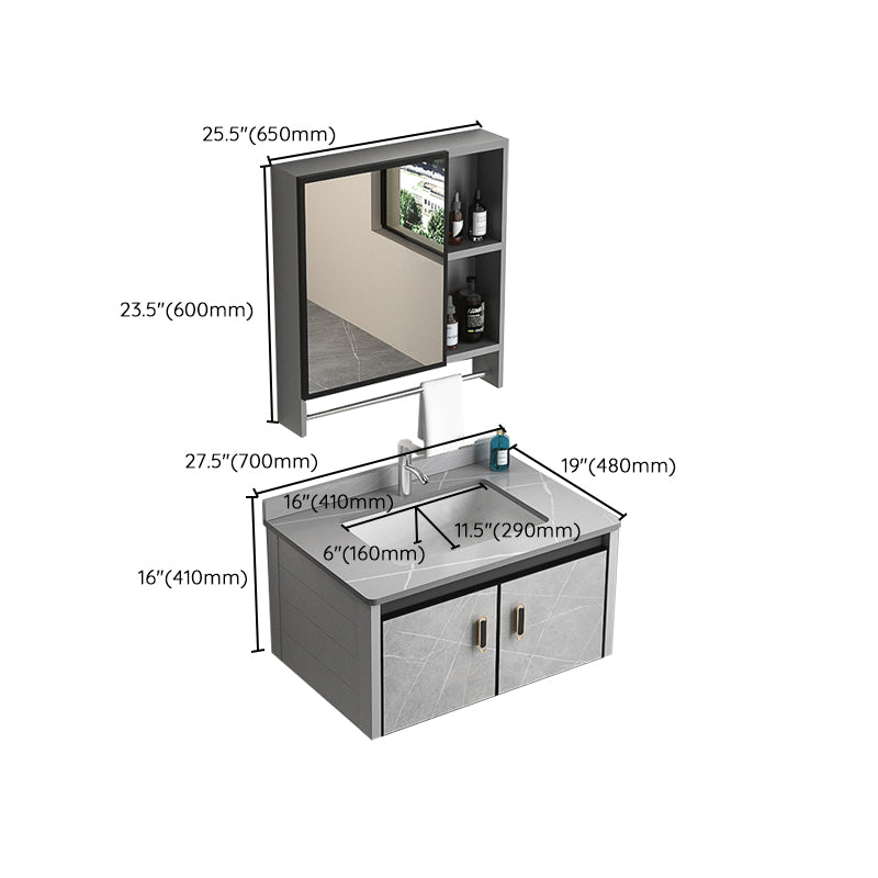 Modern Metal Sink Vanity Wood Wall Mount Faucet Included Bathroom Vanity Clearhalo 'Bathroom Remodel & Bathroom Fixtures' 'Bathroom Vanities' 'bathroom_vanities' 'Home Improvement' 'home_improvement' 'home_improvement_bathroom_vanities' 7250350