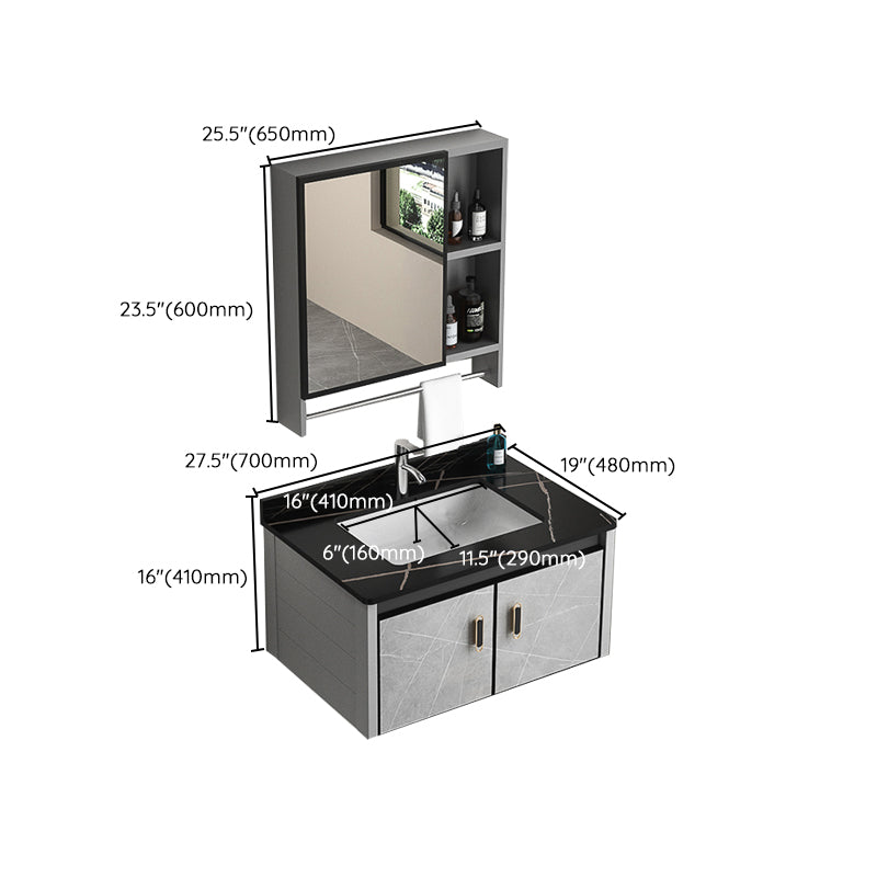 Modern Metal Sink Vanity Wood Wall Mount Faucet Included Bathroom Vanity Clearhalo 'Bathroom Remodel & Bathroom Fixtures' 'Bathroom Vanities' 'bathroom_vanities' 'Home Improvement' 'home_improvement' 'home_improvement_bathroom_vanities' 7250351