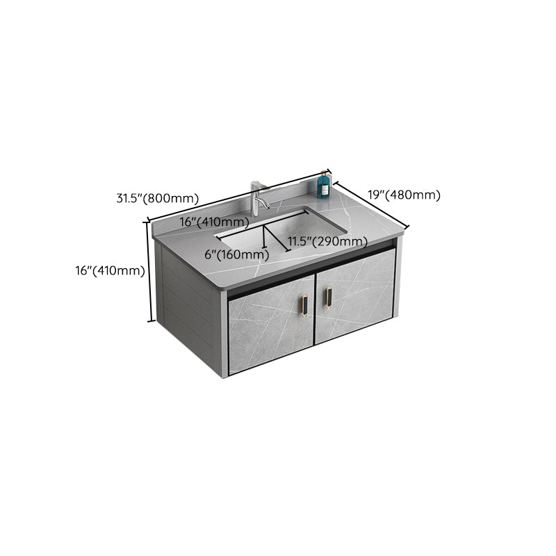 Modern Metal Sink Vanity Wood Wall Mount Faucet Included Bathroom Vanity Clearhalo 'Bathroom Remodel & Bathroom Fixtures' 'Bathroom Vanities' 'bathroom_vanities' 'Home Improvement' 'home_improvement' 'home_improvement_bathroom_vanities' 7250359