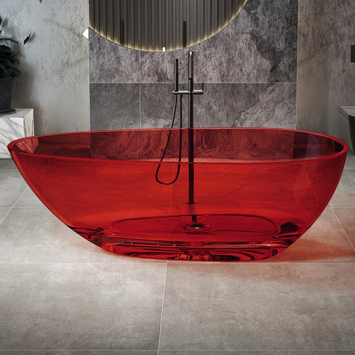 Flat Bottom Soaking Bathtub Antique Finish Oval Modern Bath Tub Red Clearhalo 'Bathroom Remodel & Bathroom Fixtures' 'Bathtubs' 'Home Improvement' 'home_improvement' 'home_improvement_bathtubs' 'Showers & Bathtubs' 7251134