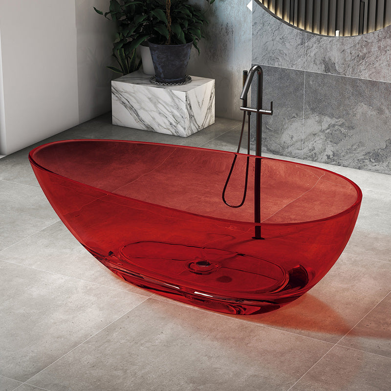 Flat Bottom Soaking Bathtub Antique Finish Oval Modern Bath Tub Red 71"L x 35"W x 22"H Clearhalo 'Bathroom Remodel & Bathroom Fixtures' 'Bathtubs' 'Home Improvement' 'home_improvement' 'home_improvement_bathtubs' 'Showers & Bathtubs' 7251135