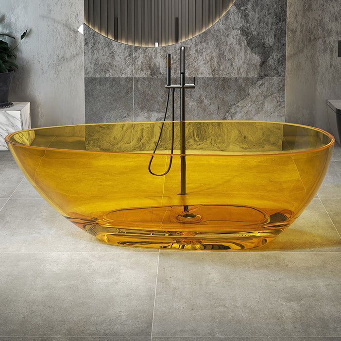 Flat Bottom Soaking Bathtub Antique Finish Oval Modern Bath Tub Orange Clearhalo 'Bathroom Remodel & Bathroom Fixtures' 'Bathtubs' 'Home Improvement' 'home_improvement' 'home_improvement_bathtubs' 'Showers & Bathtubs' 7251138