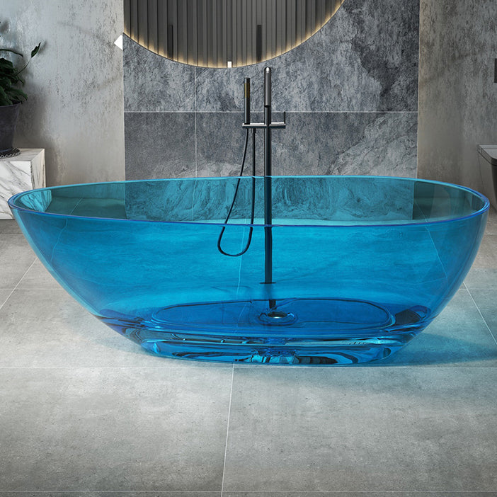 Flat Bottom Soaking Bathtub Antique Finish Oval Modern Bath Tub Blue Clearhalo 'Bathroom Remodel & Bathroom Fixtures' 'Bathtubs' 'Home Improvement' 'home_improvement' 'home_improvement_bathtubs' 'Showers & Bathtubs' 7251142