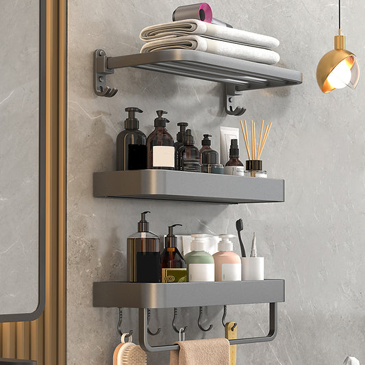 2 Piece Matte Black Modern Bathroom Hardware Set, Bath Shelf, Towel Bar Clearhalo 'Bathroom Hardware Sets' 'Bathroom Hardware' 'Bathroom Remodel & Bathroom Fixtures' 'bathroom_hardware_sets' 'Home Improvement' 'home_improvement' 'home_improvement_bathroom_hardware_sets' 7251749