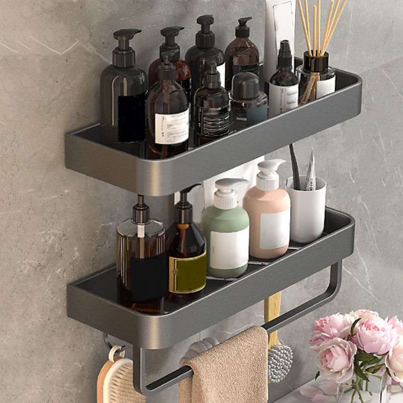 2 Piece Matte Black Modern Bathroom Hardware Set, Bath Shelf, Towel Bar Clearhalo 'Bathroom Hardware Sets' 'Bathroom Hardware' 'Bathroom Remodel & Bathroom Fixtures' 'bathroom_hardware_sets' 'Home Improvement' 'home_improvement' 'home_improvement_bathroom_hardware_sets' 7251754