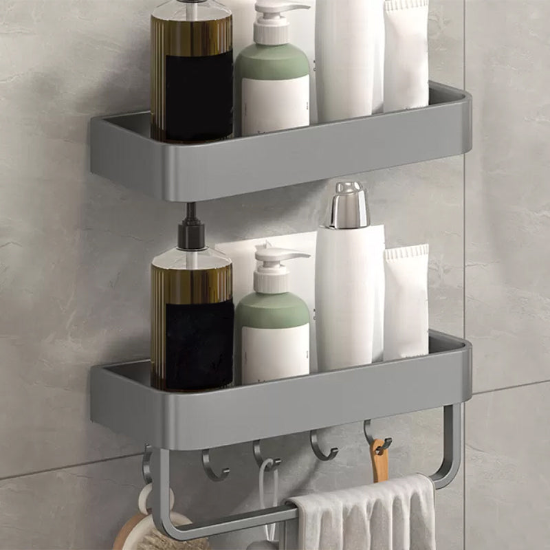 2 Piece Matte Black Modern Bathroom Hardware Set, Bath Shelf, Towel Bar 2 Piece Set Bath Shelf (with 12"L Rod) Clearhalo 'Bathroom Hardware Sets' 'Bathroom Hardware' 'Bathroom Remodel & Bathroom Fixtures' 'bathroom_hardware_sets' 'Home Improvement' 'home_improvement' 'home_improvement_bathroom_hardware_sets' 7251757