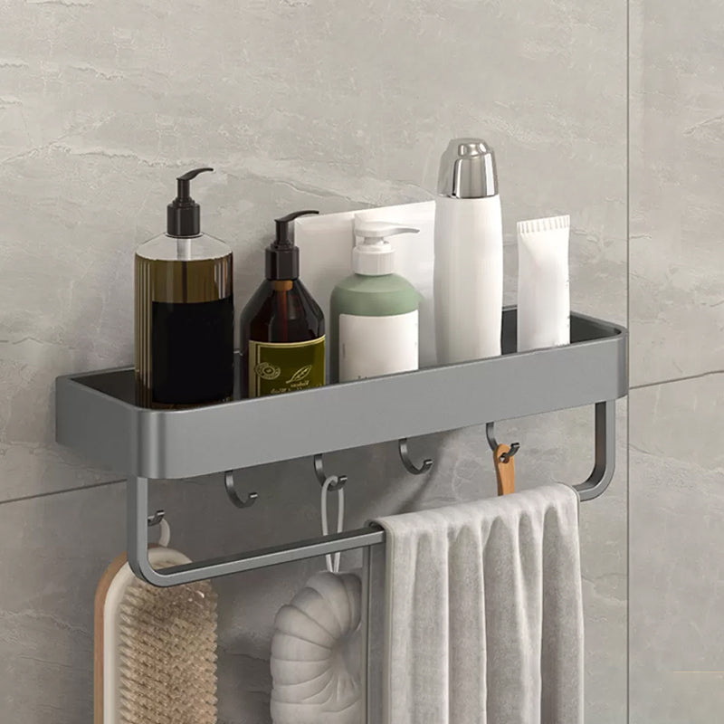 2 Piece Matte Black Modern Bathroom Hardware Set, Bath Shelf, Towel Bar 1 Piece Bath Shelf (with 16"L Rod) Clearhalo 'Bathroom Hardware Sets' 'Bathroom Hardware' 'Bathroom Remodel & Bathroom Fixtures' 'bathroom_hardware_sets' 'Home Improvement' 'home_improvement' 'home_improvement_bathroom_hardware_sets' 7251759