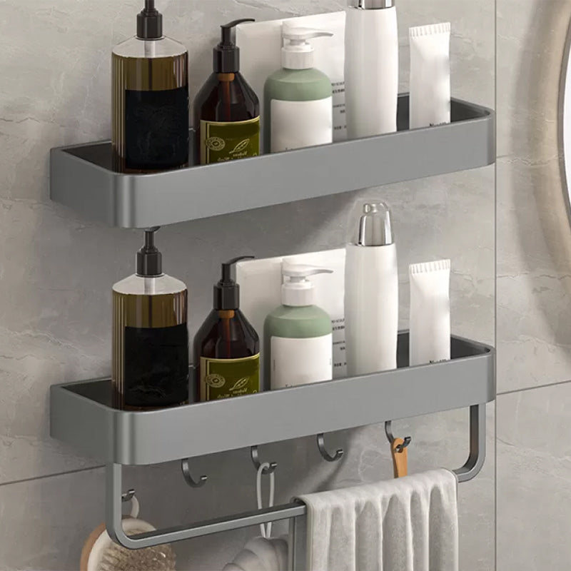 2 Piece Matte Black Modern Bathroom Hardware Set, Bath Shelf, Towel Bar 2 Piece Set Bath Shelf (with 16"L Rod) Clearhalo 'Bathroom Hardware Sets' 'Bathroom Hardware' 'Bathroom Remodel & Bathroom Fixtures' 'bathroom_hardware_sets' 'Home Improvement' 'home_improvement' 'home_improvement_bathroom_hardware_sets' 7251761