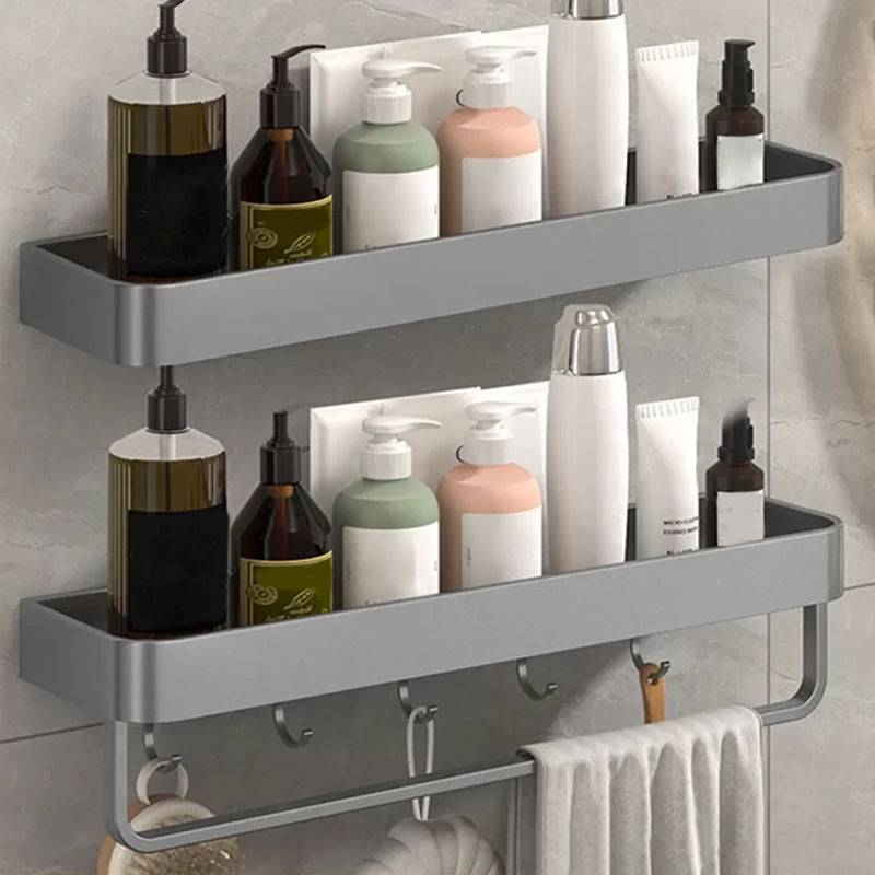 2 Piece Matte Black Modern Bathroom Hardware Set, Bath Shelf, Towel Bar 2 Piece Set Bath Shelf (with 20"L Rod) Clearhalo 'Bathroom Hardware Sets' 'Bathroom Hardware' 'Bathroom Remodel & Bathroom Fixtures' 'bathroom_hardware_sets' 'Home Improvement' 'home_improvement' 'home_improvement_bathroom_hardware_sets' 7251766