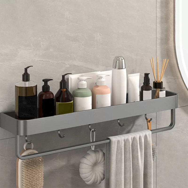 2 Piece Matte Black Modern Bathroom Hardware Set, Bath Shelf, Towel Bar 1 Piece Bath Shelf (with Bar 24"L) Clearhalo 'Bathroom Hardware Sets' 'Bathroom Hardware' 'Bathroom Remodel & Bathroom Fixtures' 'bathroom_hardware_sets' 'Home Improvement' 'home_improvement' 'home_improvement_bathroom_hardware_sets' 7251771