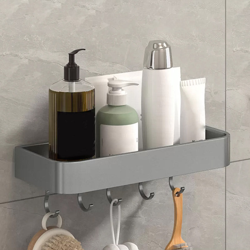 2 Piece Matte Black Modern Bathroom Hardware Set, Bath Shelf, Towel Bar 1 Piece Bath Shelf （With Hook 12"L） Clearhalo 'Bathroom Hardware Sets' 'Bathroom Hardware' 'Bathroom Remodel & Bathroom Fixtures' 'bathroom_hardware_sets' 'Home Improvement' 'home_improvement' 'home_improvement_bathroom_hardware_sets' 7251773