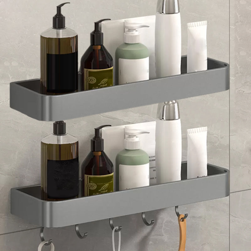 2 Piece Matte Black Modern Bathroom Hardware Set, Bath Shelf, Towel Bar 2 Piece Set Bath Shelf （With Hook 16"L） Clearhalo 'Bathroom Hardware Sets' 'Bathroom Hardware' 'Bathroom Remodel & Bathroom Fixtures' 'bathroom_hardware_sets' 'Home Improvement' 'home_improvement' 'home_improvement_bathroom_hardware_sets' 7251776