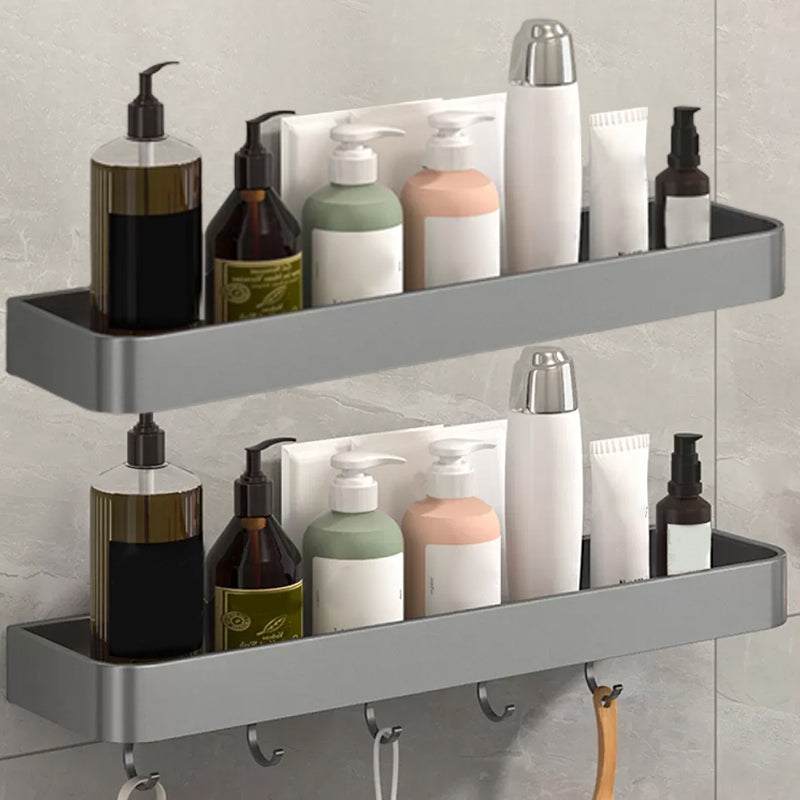 2 Piece Matte Black Modern Bathroom Hardware Set, Bath Shelf, Towel Bar 2 Piece Set Bath Shelf （With Hook 20"L） Clearhalo 'Bathroom Hardware Sets' 'Bathroom Hardware' 'Bathroom Remodel & Bathroom Fixtures' 'bathroom_hardware_sets' 'Home Improvement' 'home_improvement' 'home_improvement_bathroom_hardware_sets' 7251778