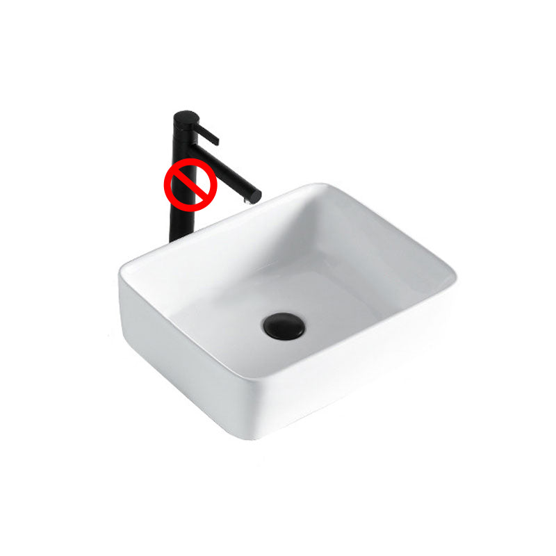 Contemporary Bathroom Sink Porcelain Rectangular Vessel Sink(Not Including Faucet) 18.9"L x 14.6"W x 5.3"H White Faucet Hole Not Included Clearhalo 'Bathroom Remodel & Bathroom Fixtures' 'Bathroom Sinks & Faucet Components' 'Bathroom Sinks' 'bathroom_sink' 'Home Improvement' 'home_improvement' 'home_improvement_bathroom_sink' 7253473