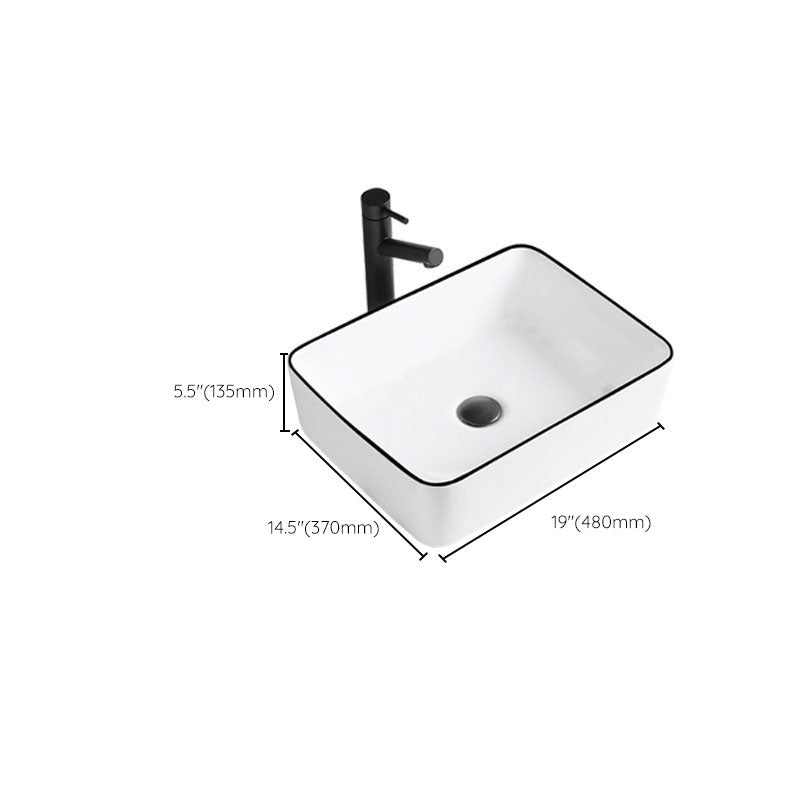 Contemporary Bathroom Sink Porcelain Rectangular Vessel Sink(Not Including Faucet) Clearhalo 'Bathroom Remodel & Bathroom Fixtures' 'Bathroom Sinks & Faucet Components' 'Bathroom Sinks' 'bathroom_sink' 'Home Improvement' 'home_improvement' 'home_improvement_bathroom_sink' 7253490