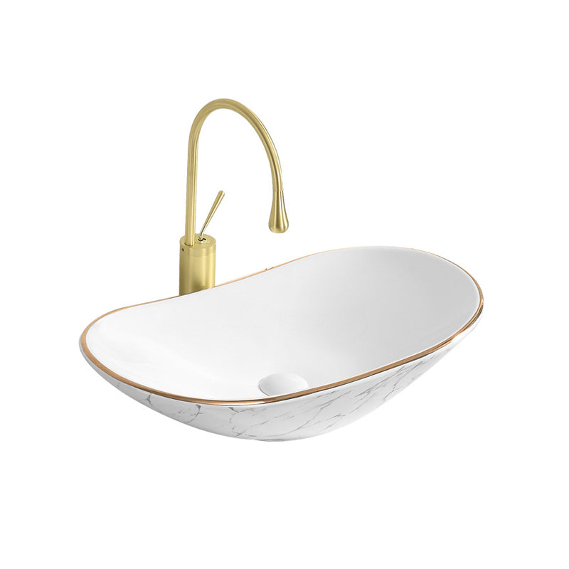 Contemporary Bathroom Sink with Pop-Up Drain Porcelain Oval-Shape Vessel Bathroom Sink Clearhalo 'Bathroom Remodel & Bathroom Fixtures' 'Bathroom Sinks & Faucet Components' 'Bathroom Sinks' 'bathroom_sink' 'Home Improvement' 'home_improvement' 'home_improvement_bathroom_sink' 7253512