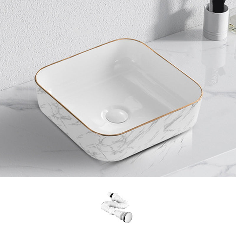 Contemporary Bathroom Sink with Pop-Up Drain Porcelain Oval-Shape Vessel Bathroom Sink 15.4"L x 15.4"W x 5.5"H Sink Clearhalo 'Bathroom Remodel & Bathroom Fixtures' 'Bathroom Sinks & Faucet Components' 'Bathroom Sinks' 'bathroom_sink' 'Home Improvement' 'home_improvement' 'home_improvement_bathroom_sink' 7253515