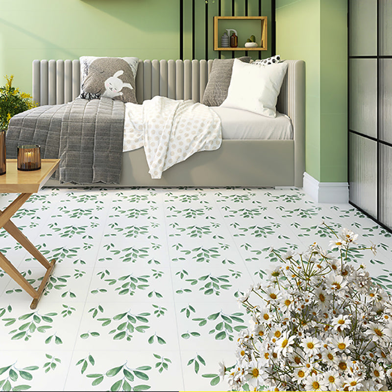 Modern Style Floor Tile Moroccan Pattern Straight Edge Square Waterproof Floor Tile White-Green 126 Pieces Clearhalo 'Floor Tiles & Wall Tiles' 'floor_tiles_wall_tiles' 'Flooring 'Home Improvement' 'home_improvement' 'home_improvement_floor_tiles_wall_tiles' Walls and Ceiling' 7253583