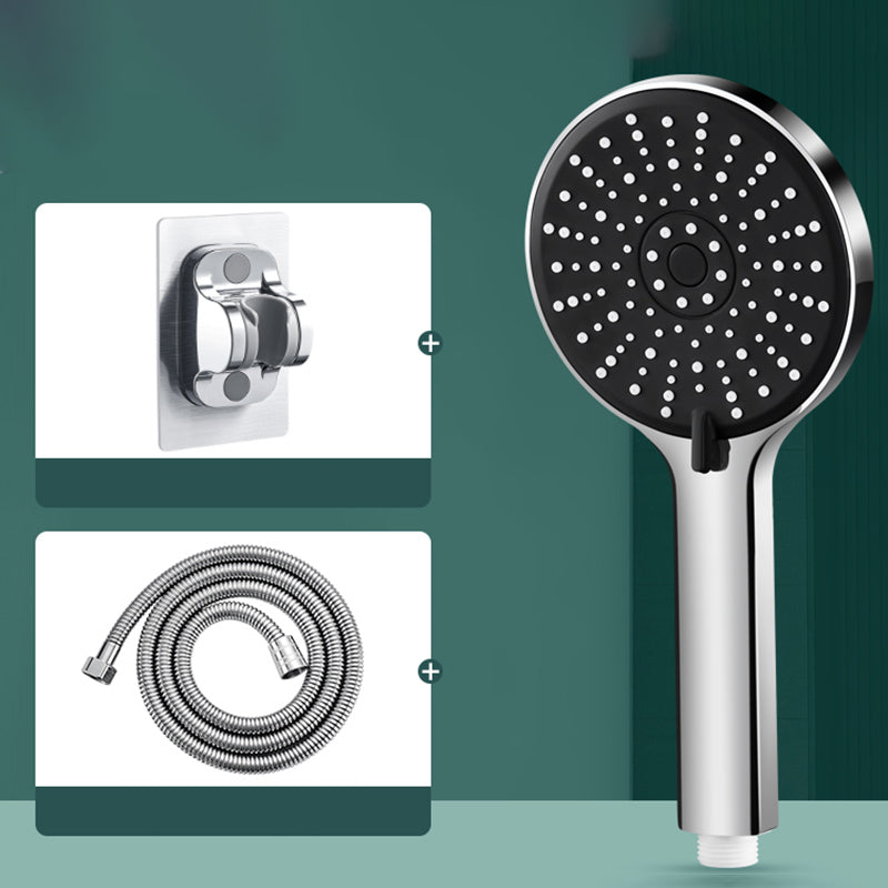 Contemporary Shower Head 5 Setting Adjustable Spray Pattern Handheld Shower Head Black Shower & 59" Hose & Wall Seat Clearhalo 'Bathroom Remodel & Bathroom Fixtures' 'Home Improvement' 'home_improvement' 'home_improvement_shower_heads' 'Shower Heads' 'shower_heads' 'Showers & Bathtubs Plumbing' 'Showers & Bathtubs' 7254159