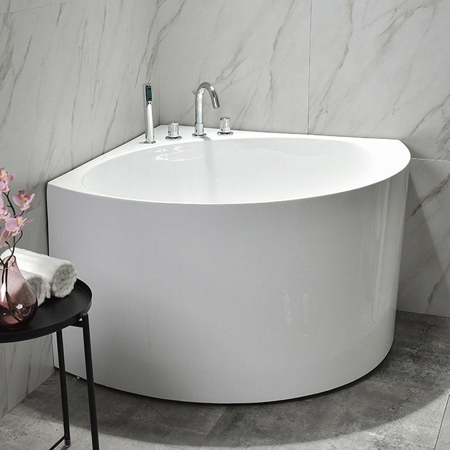 Back to Wall Bathtub Antique Finish Soaking Modern Corner Bath Tub 35"L x 35"W x 25"H Tub with Sliver 4-Piece Set Clearhalo 'Bathroom Remodel & Bathroom Fixtures' 'Bathtubs' 'Home Improvement' 'home_improvement' 'home_improvement_bathtubs' 'Showers & Bathtubs' 7254605