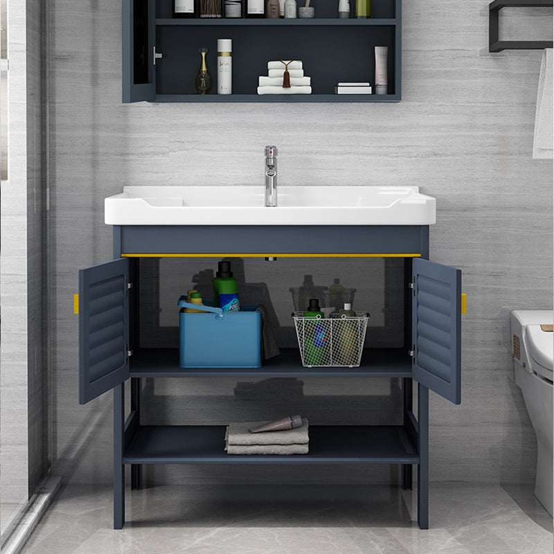 Metal Glam Bathroom Vanity Set Freestanding Single-Sink Bath Vanity Clearhalo 'Bathroom Remodel & Bathroom Fixtures' 'Bathroom Vanities' 'bathroom_vanities' 'Home Improvement' 'home_improvement' 'home_improvement_bathroom_vanities' 7256181