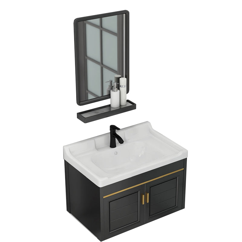 Modern Bathroom Vanity Cabinet Single Sink Space Saver Vanity Vanity & Faucet & Mirrors 24"L x 16"W x 16.5"H 2 Clearhalo 'Bathroom Remodel & Bathroom Fixtures' 'Bathroom Vanities' 'bathroom_vanities' 'Home Improvement' 'home_improvement' 'home_improvement_bathroom_vanities' 7256240