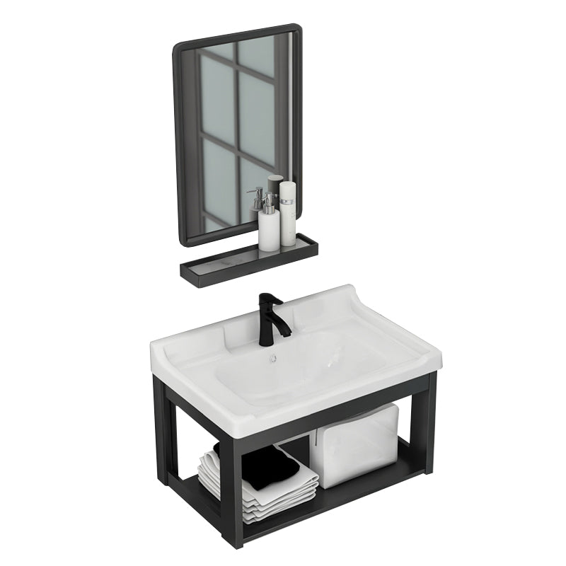 Modern Bathroom Vanity Cabinet Single Sink Space Saver Vanity Vanity & Faucet & Mirrors 24"L x 16"W x 16.5"H Door Not Included Clearhalo 'Bathroom Remodel & Bathroom Fixtures' 'Bathroom Vanities' 'bathroom_vanities' 'Home Improvement' 'home_improvement' 'home_improvement_bathroom_vanities' 7256248