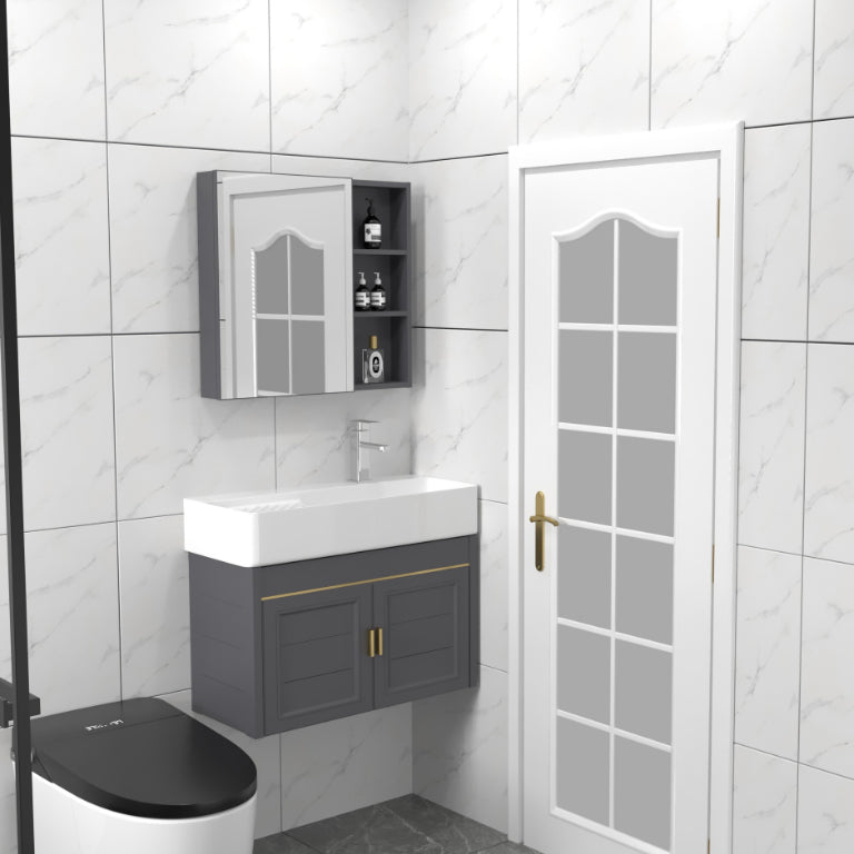 Modern Single Bath Vanity Wall Mount Ceramic Top Bathroom Vanity Clearhalo 'Bathroom Remodel & Bathroom Fixtures' 'Bathroom Vanities' 'bathroom_vanities' 'Home Improvement' 'home_improvement' 'home_improvement_bathroom_vanities' 7256294