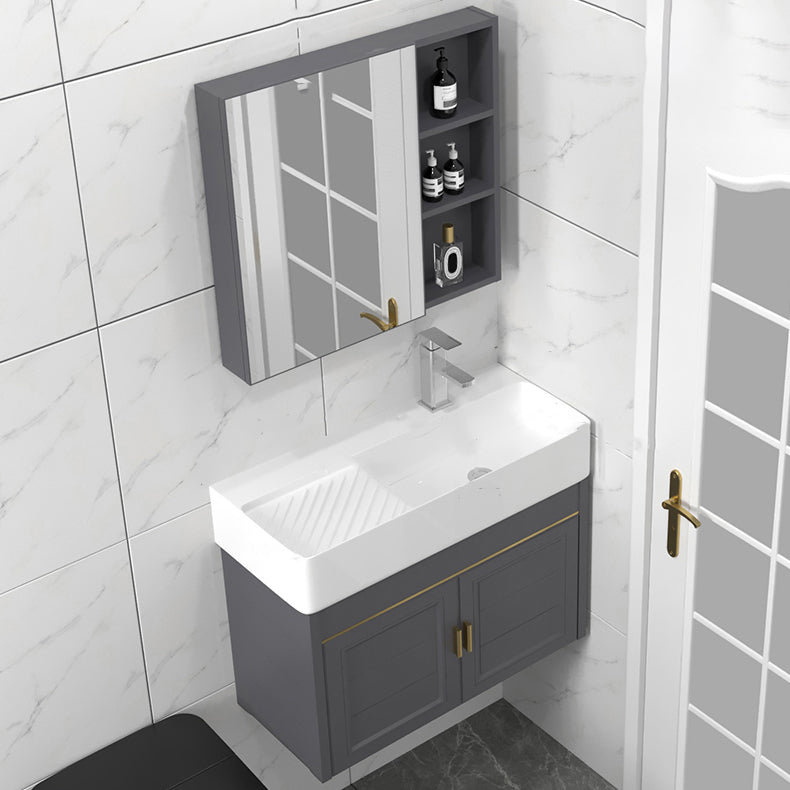 Modern Single Bath Vanity Wall Mount Ceramic Top Bathroom Vanity Clearhalo 'Bathroom Remodel & Bathroom Fixtures' 'Bathroom Vanities' 'bathroom_vanities' 'Home Improvement' 'home_improvement' 'home_improvement_bathroom_vanities' 7256305