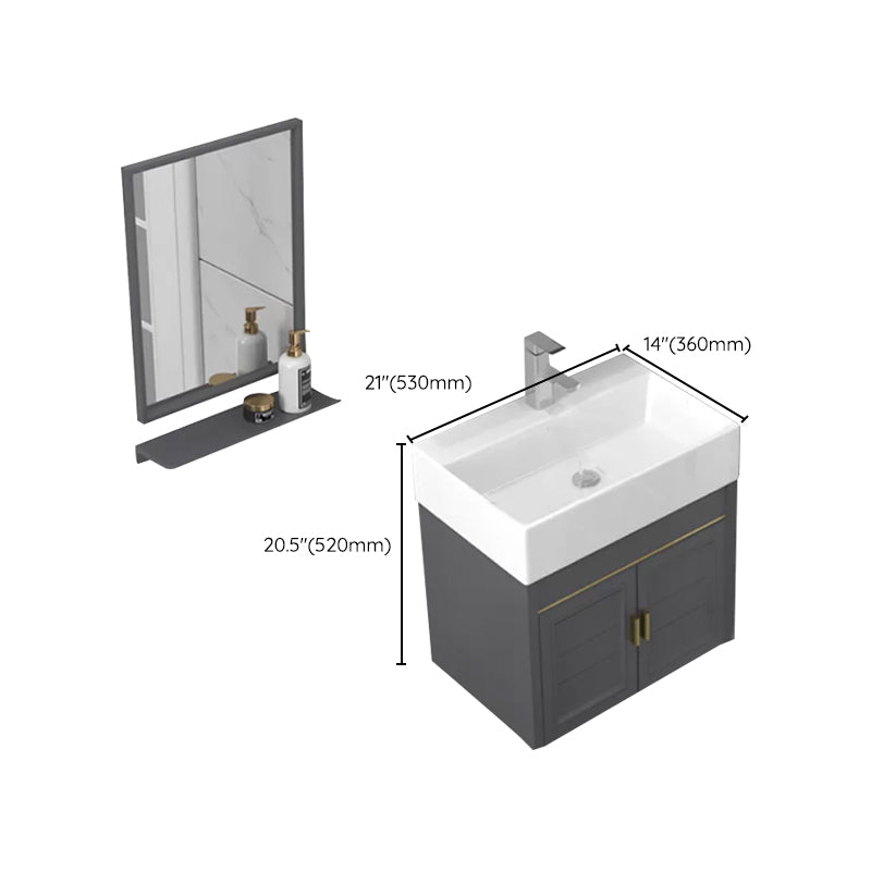 Modern Single Bath Vanity Wall Mount Ceramic Top Bathroom Vanity Clearhalo 'Bathroom Remodel & Bathroom Fixtures' 'Bathroom Vanities' 'bathroom_vanities' 'Home Improvement' 'home_improvement' 'home_improvement_bathroom_vanities' 7256337