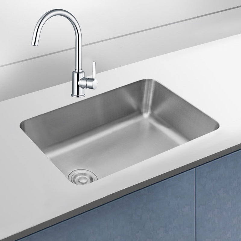 Stainless Steel Kitchen Sink Single Basin Kitchen Sink with Faucet Included Round Faucet Clearhalo 'Home Improvement' 'home_improvement' 'home_improvement_kitchen_sinks' 'Kitchen Remodel & Kitchen Fixtures' 'Kitchen Sinks & Faucet Components' 'Kitchen Sinks' 'kitchen_sinks' 7256473