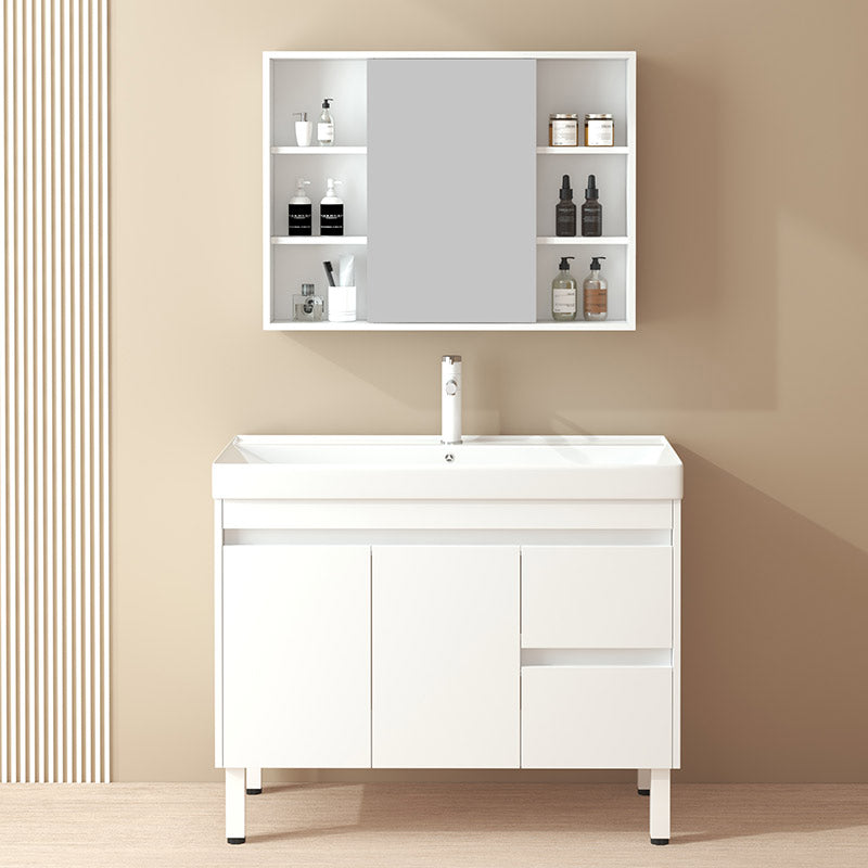 Wooden Sink Vanity Modern White Single-Sink Rectangular Vanity Set Clearhalo 'Bathroom Remodel & Bathroom Fixtures' 'Bathroom Vanities' 'bathroom_vanities' 'Home Improvement' 'home_improvement' 'home_improvement_bathroom_vanities' 7257052