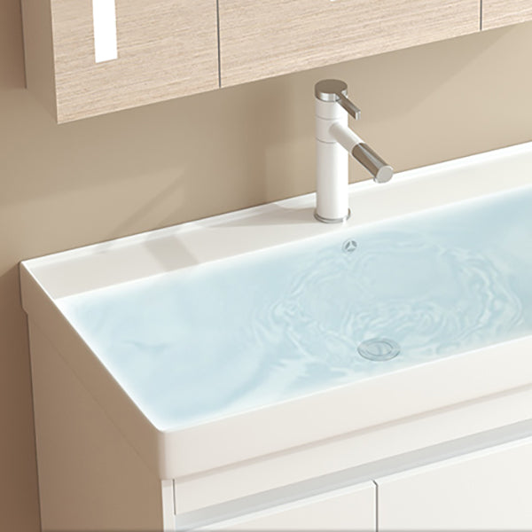 Wooden Sink Vanity Modern White Single-Sink Rectangular Vanity Set Clearhalo 'Bathroom Remodel & Bathroom Fixtures' 'Bathroom Vanities' 'bathroom_vanities' 'Home Improvement' 'home_improvement' 'home_improvement_bathroom_vanities' 7257063
