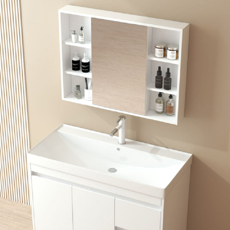 Wooden Sink Vanity Modern White Single-Sink Rectangular Vanity Set Clearhalo 'Bathroom Remodel & Bathroom Fixtures' 'Bathroom Vanities' 'bathroom_vanities' 'Home Improvement' 'home_improvement' 'home_improvement_bathroom_vanities' 7257067