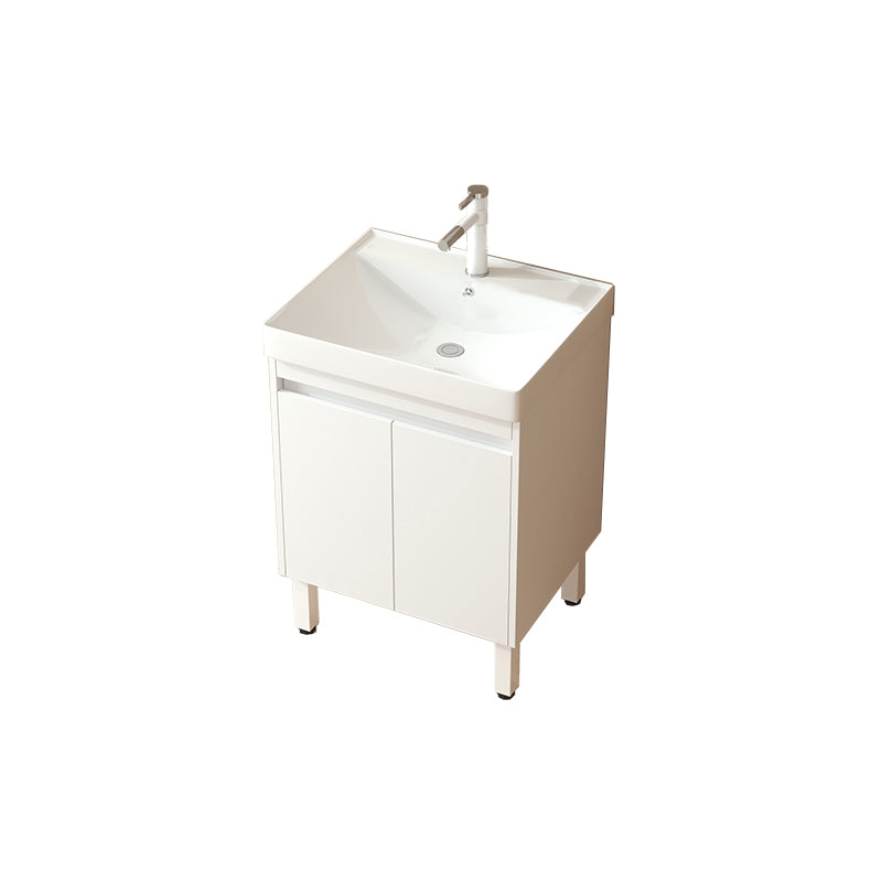 Wooden Sink Vanity Modern White Single-Sink Rectangular Vanity Set Vanity & Faucet 24"L x 19"W x 33"H Clearhalo 'Bathroom Remodel & Bathroom Fixtures' 'Bathroom Vanities' 'bathroom_vanities' 'Home Improvement' 'home_improvement' 'home_improvement_bathroom_vanities' 7257068