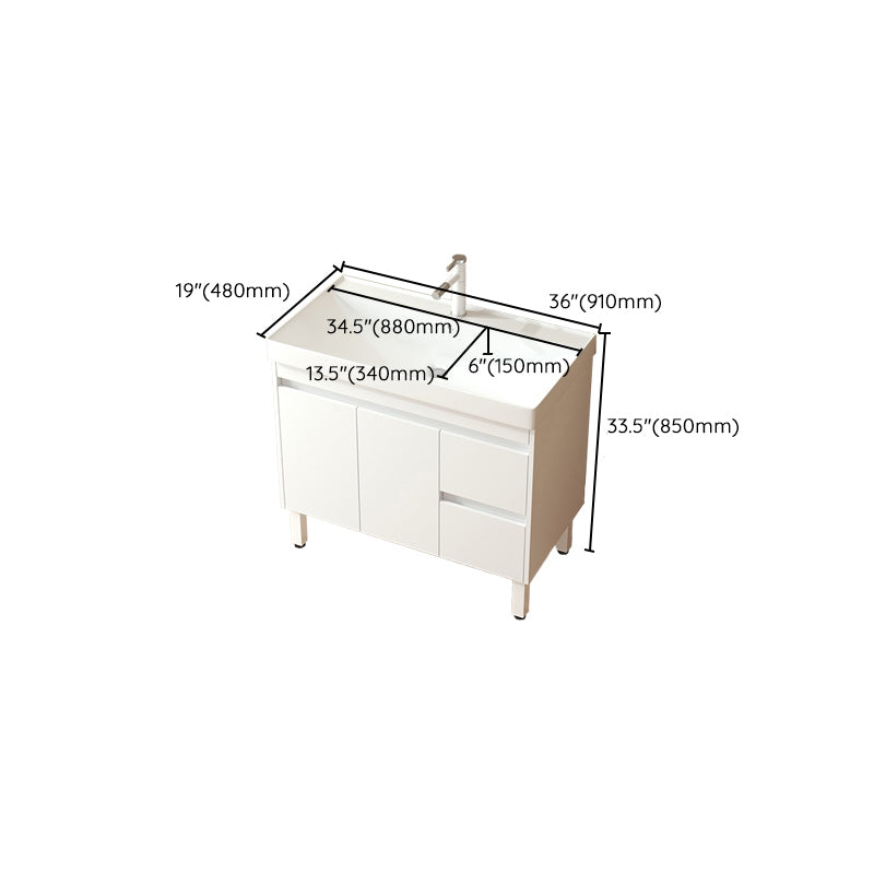 Wooden Sink Vanity Modern White Single-Sink Rectangular Vanity Set Clearhalo 'Bathroom Remodel & Bathroom Fixtures' 'Bathroom Vanities' 'bathroom_vanities' 'Home Improvement' 'home_improvement' 'home_improvement_bathroom_vanities' 7257075