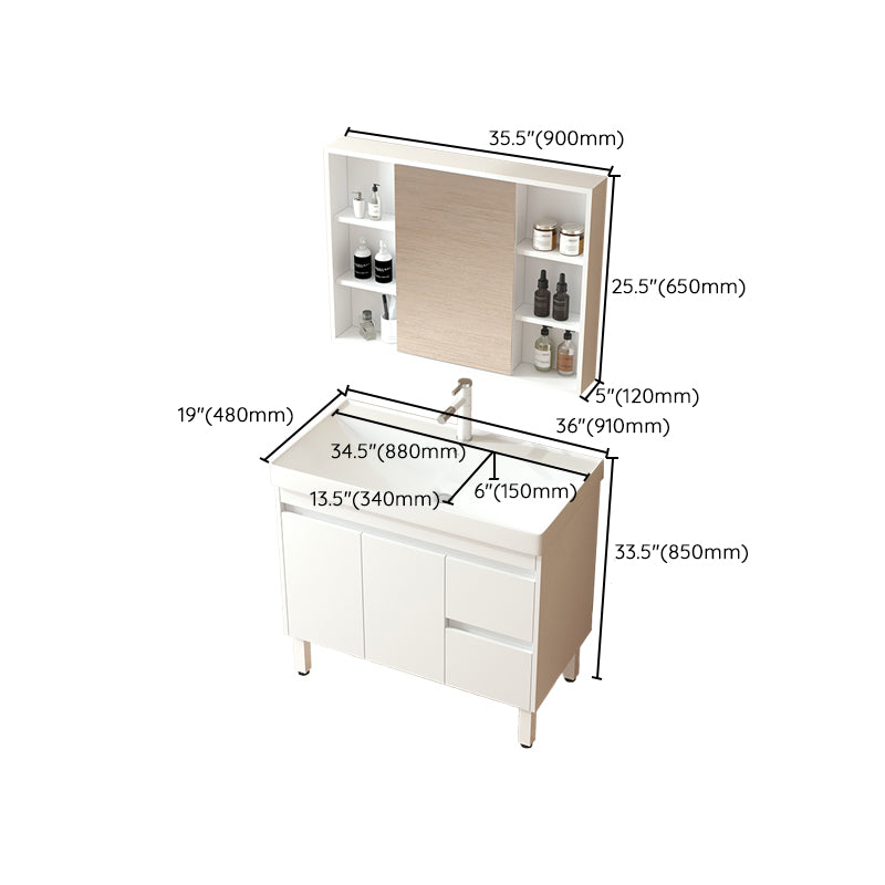 Wooden Sink Vanity Modern White Single-Sink Rectangular Vanity Set Clearhalo 'Bathroom Remodel & Bathroom Fixtures' 'Bathroom Vanities' 'bathroom_vanities' 'Home Improvement' 'home_improvement' 'home_improvement_bathroom_vanities' 7257080